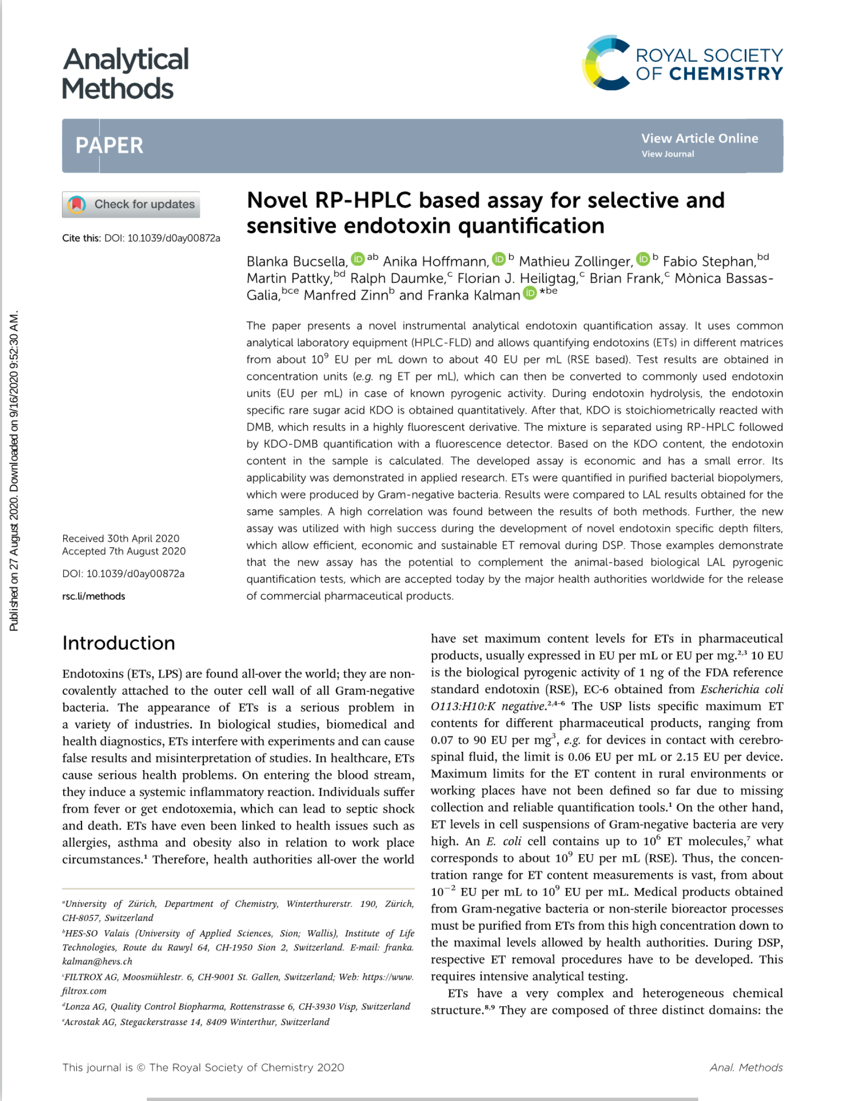 Endotoxin quantification